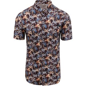 Desoto Short Sleeve Overhemd Print Bruin - Maat S - Heren - Overhemden Casual