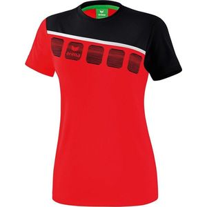 Erima Teamline 5-C T-Shirt Dames Rood-Zwart-Wit Maat 40