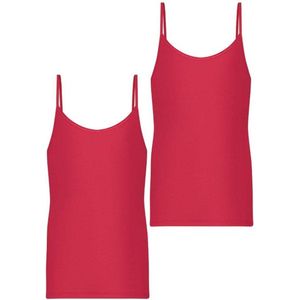 RJ Bodywear - Pure Color 2-pack Meisjes Spaghetti Top Bright Red - maat 158/164 - Rood