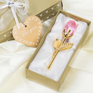 AA Select Glazen Roos - Pink - Gold -Mini - Kristal - Bloem - Moederdag - Decoratie - Valentijnsdag - Cadeau