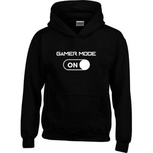 Hoodie - Gamer Mode On - Gaming - Game - Zwart - Unisex - Kind - Maat 104-116