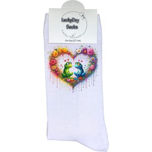 Kikkers - Opkikker - Grappige sokken - Valentijn cadeau - Verjaardag cadeau - Sint cadeau - Leuke sokken - Bloemen - Vrolijke sokken - Cadeautje - Grappig cadeau - Kerstsokken - Kerstcadeau - Vaderdag - Moederdag - Socks maken Happy - 37-44