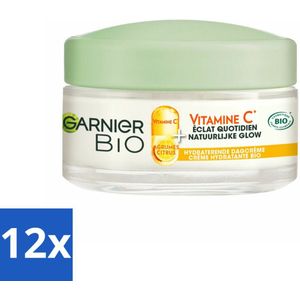 12 x Garnier - Bio - Dagcrème - Vitamine C - Hydraterend - 50 ml - Biologische Dagcrème - Vitamine C Crème - Hydraterende Dagcrème - Stralende Huid - Garnier Bio