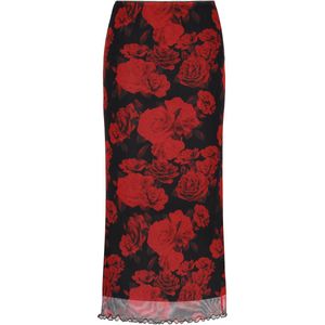 myMo - ROCKS - Rok - Antraciet/Rood/Zwart - 7/8 Lengte - Slanke Pasvorm