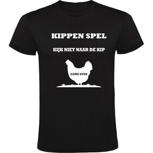 Kippenspel Heren T-shirt - kijk niet naar de kip - spel - grap - droge humor - saai - dieren - boerderij - boer - kippenboer - shirt