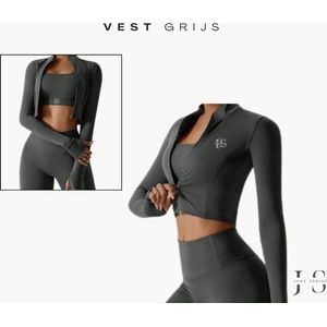 June Spring Sport Vest - Maat: L - Kleur: Grijs - Hoge Kwaliteit - Fitness Kleding voor Dames - Gym Outfit - Cropped Vest - Vochtafvoerend & Comfortabel - Sportvest - Sportkleding - Sportoutfit - Gymwear - Dameskleding - Sport Vest Vrouw