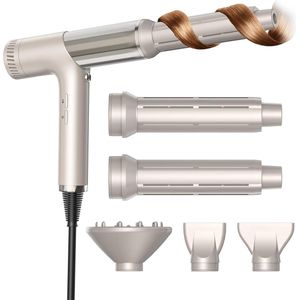 Ukliss Air Styler 5 In 1 Krulfohn - Haardroger 110.000RPM met Hair Rollers - Diffuser Krulborstel - Ionische Föhn met hete lucht Haardroger Met Borstel