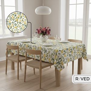 Raved Tafelzeil Citroentjes  140 cm x  140 cm - Geel - Groen - PVC - Afwasbaar