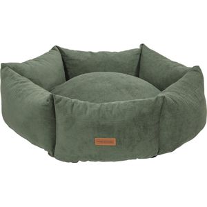 Animal Boulevard Corduroy Hexagon Hondenmand - Mosgroen, 70 x 70 x 30 cm OVERMETEN -rits - antislipnopjes op bodem voor oa cocker .....