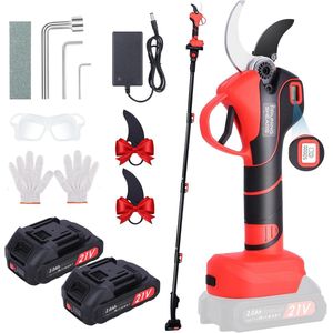 Elektrische Snoeischaar - Draadloze Snoeischaar - Geschikt Voor Alle Soorten Harde En Droge Takken - Bloemenschaar - Takkenschaar - Heggenschaar - 2 Accu's Met Acculader - Max 40 Mm Snijdiameter - Incl. Opbergbox - Scherp Blad