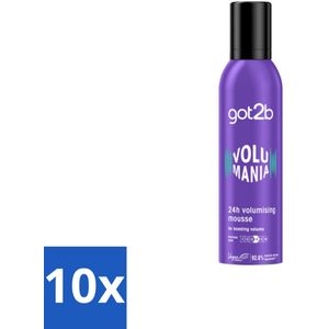 10 x Got2B - Volumemousse - Volumania 24H - 250 ml - Haar Volume - Volumemousse - 24 Uur Hold - Vegan Haarproduct - Natuurlijke Formule