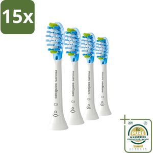 15 x Philips Sonicare - Opzetborstels - C3 Premium Plaque Defense - Grondige Reiniging - 4 opzetborstels - HX9044/17 - Grootverpakking - Tandplakverwijdering - Tandenborstel - Mondhygiëne - Geavanceerde Reiniging - Adaptieve Technologie