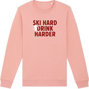 Ski hard drink harder wintersport sweater canyon pink S - soBAD. | Foute apres ski outfit | kleding | verkleedkleren | wintersporttruien | wintersport dames en heren