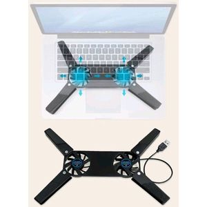 Zwarte 2-delige USB 2-ventilator opvouwbare koelpad voor 7-15 inch pc-laptops
