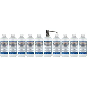 Handzeep Hamam 1 liter - set van 10 stuks - met gratis RVS zilverkleurige pomp - Voordeelverpakking