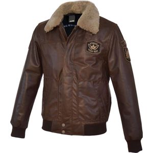Bruine Leren heren Piloten jack - Pierlo- 100% echt leer - S