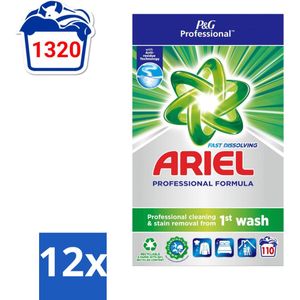 Ariel Actilift - Waspoeder en Vlekverwijderaar - Witte en Lichtgekleurde Was - 110 Wasbeurten - Voordeelverpakking - 12 stuks