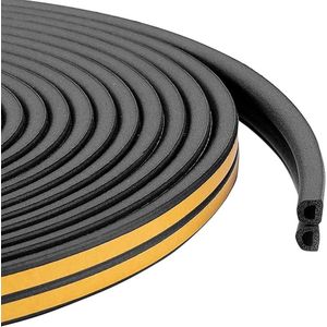 Tochtstrip - Tochtband - Tochtstrips voor deuren - Zelfklevend en Isolerend - zwart - 9*6mm - 6M - rubber