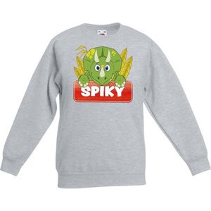 Spiky de dinosaurus sweater grijs voor kinderen - unisex - dino trui - kinderkleding / kleding 152/164