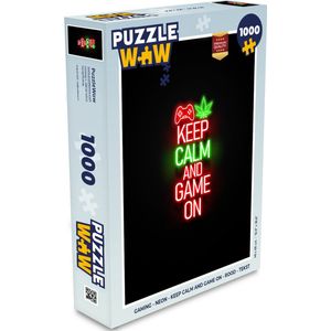 Puzzel Gaming - Neon - Keep calm and game on - Rood - Tekst - Legpuzzel - Puzzel 1000 stukjes volwassenen