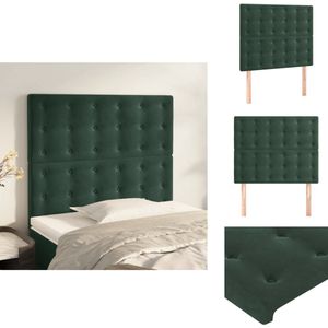 vidaXL Hoofdbord - Hoofdborden - Hoofdeinde - Houten Hoofdbord - Hoofdborden 2 st 90x5x78/88 cm fluweel donkergroen