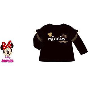 Disney Minnie Mouse Baby Shirt - Lange Mouw - Zwart/Goud - Maat 68 (Tot 6 Maanden)