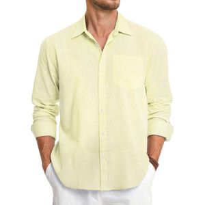 Linnen-Katoenen Herenoverhemden met Lange Mouwen - Lichtgewicht Casual Zomershirts