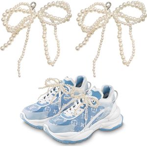 Schoenhangers met parels en strikken voor sneakers - set van 2 stuks