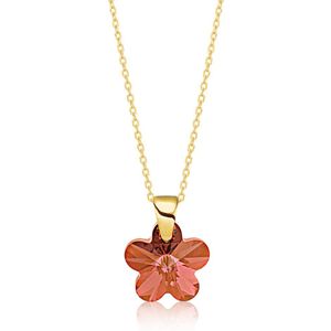 Montebello Ketting Flower BG93 -  925 Zilver Verguld - Swarovski® - Ø12mm - 45cm