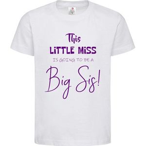 Shirt Aankondiging zwangerschap This little miss is going to be a Big Sis | korte mouw | Wit/paars | maat 86/92 zwangerschap aankondiging bekendmaking Baby big sis sister Grote Zus