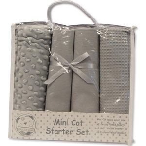 Nursery Time Mini Kot Dekenset Katoen Grijs 4-delig