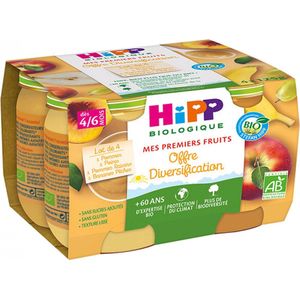 HiPP Mes Premiers Fruits Diversification Vanaf 4/6 Maanden Bio 4 Potten