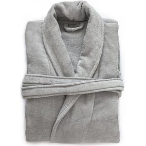 LINNICK Pure Badjas Velours - 100% Katoen - Light Grey - Maat L - Badjas Dames - Badjas Heren