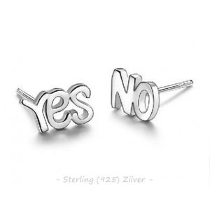 SYTTD - Sterling Zilver 925 - oorstekers - YES NO - tekst - oorbellen - dames meisjes - volwassenen jeugd kinderen - casual - feest bruiloft