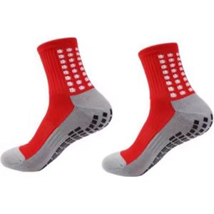 Scoby - Sportsokken met Grip - Gripsokken - Anti-slip Sokken - Ondersteunend - Sportsokken - Support Socks - Maat 39/45 - Rood/Grijs