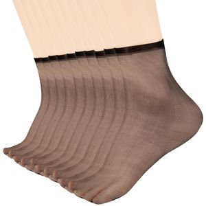 10 pairs of women's nylon socks, short transparent summer socks, popular silk socks, breathable costume socks, nylon stockings, transparent skirt socks for women and girls (black), Black