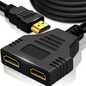 1-in-2 Out HDMI Splitter 1080p 60Hz Dual Monitor Divider - HDMI Cable Adapter Converter - Supports FHD Black