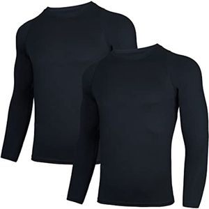 Set van 2 Heren Compressieshirts met Lange Mouwen - Ademend en Sneldrogend Sportshirt voor Fitness