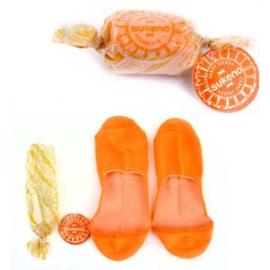kousenvoetjes in vorm van een snoepje | 1 paar oranje