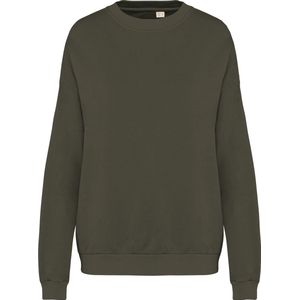 Biologische unisex sweater 'Terry' lange mouwen Washed Organic Khaki - XXL