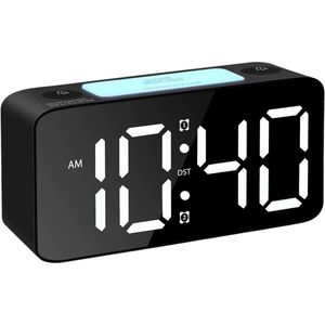 Digitale wekker - ultraluid - RGB nachtlicht - verstelbaar volume - met USB-oplader - voor zware slapers - volwassenen/kinderen - zwart - standaardformaat - 1 stuk