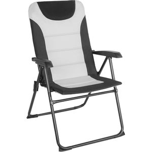 Opklapbare tuinkampingstoel - verstelbaar - 1 stuk - zwart/roomwit - 600D polyester