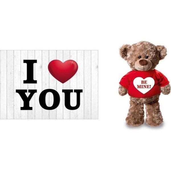 I love you valentijnskaart met be mine knuffelbeer 24 cm - Cadeaus &  gadgets kopen | o.a. ballonnen & feestkleding | beslist.nl
