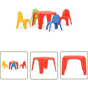 The Living Store Kindertafel en stoelenset PP - Kindertafel - Kinderstoelen - Speelhoek - Buitenspeelgoed - Plastic Meubel