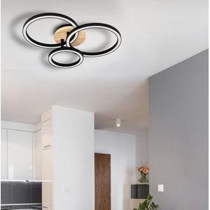 INSPIRE - LED plafondlamp ROG - plafondlamp led - verstelbare plafondlamp - 2800 LM - 4000K - L.48 cm x l.8 cm - IP20 - metaal en hout - zwart