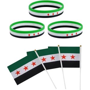 Syrische Armbanden Set - Handgemaakt Silicone, Zacht en Duurzaam - Feestaccessoires Herinneringsarmbanden Eén Maat, 3 Stuks