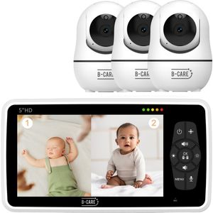 B-Care Star Supreme - Babyfoon Met 3 Camera's - 5.0 Inch HD Baby Monitor - Split screen - Zonder Wifi en App