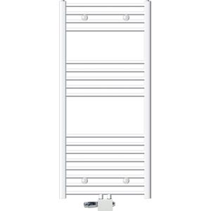 Badkamer radiator middenaansluiting 600x1200 mm wit gebogen met LuxeBath universele aansluitset