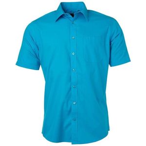James and Nicholson Herenshort Poplin Shirt met korte mouwen (Turquoise)