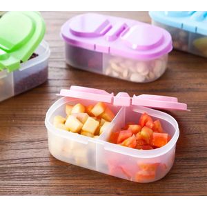 Repus - Set van 2 - Snacks voedselbakje to go - Bewaarbakjes - Voedsel Container - 2 vakken - Reizen - Roze